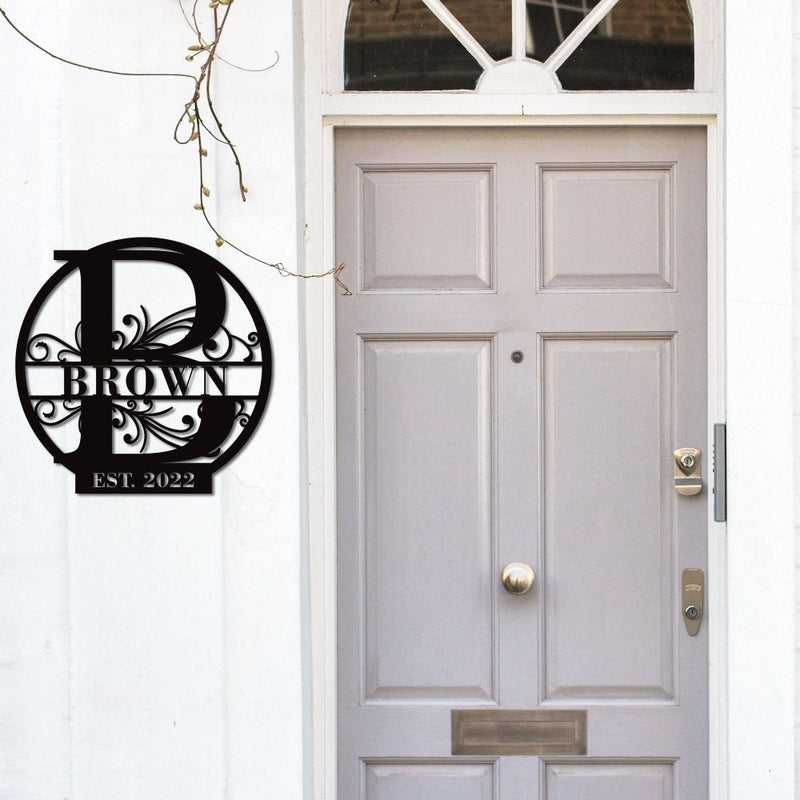 Personalized Family Last Name Sign Monogram Metal Art - iWantDIY