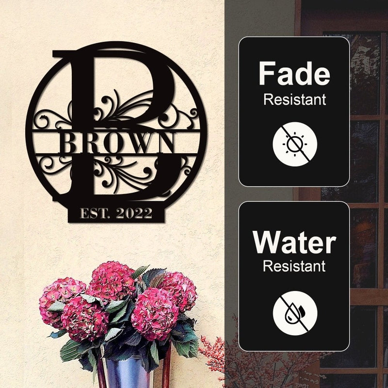 Personalized Family Last Name Sign Monogram Metal Art - iWantDIY