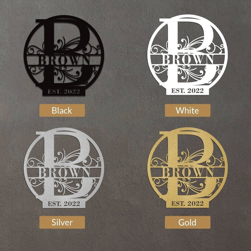 Personalized Family Last Name Sign Monogram Metal Art - iWantDIY