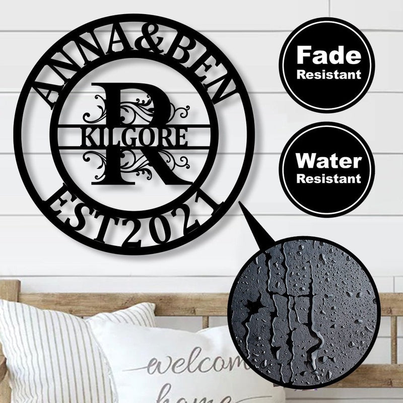 Personalized Last Name Monogram Metal Sign - iWantDIY