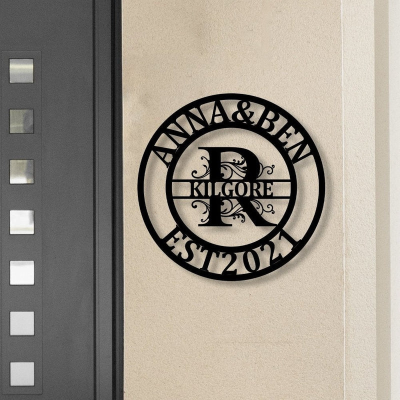 Personalized Last Name Monogram Metal Sign - iWantDIY