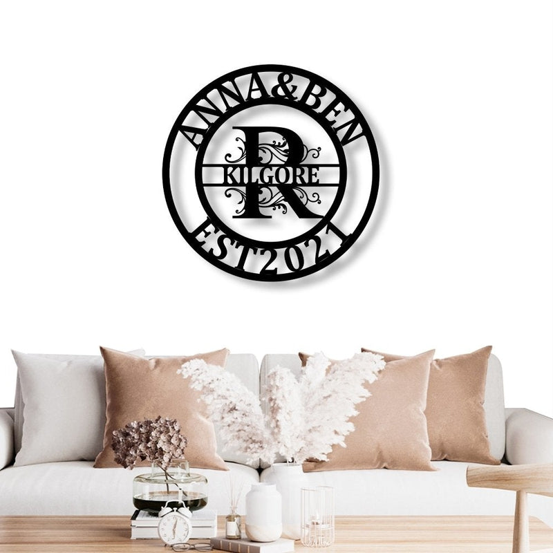 Personalized Last Name Monogram Metal Sign - iWantDIY
