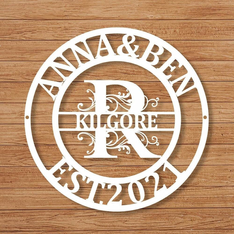 Personalized Last Name Monogram Metal Sign - iWantDIY